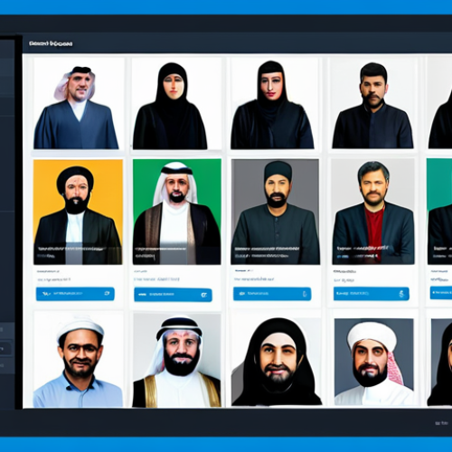 Home 4 DAO 거버넌스에서의 커뮤니케이션 채널 - **Community Forum:** "A vibrant, bustling online forum interface, Arabic script, diverse users engag...