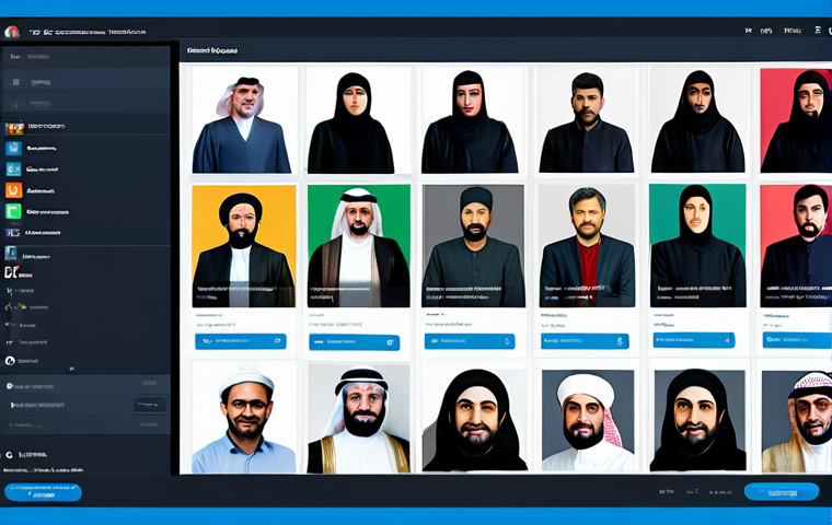 DAO 거버넌스에서의 커뮤니케이션 채널 - **Community Forum:** "A vibrant, bustling online forum interface, Arabic script, diverse users engag...